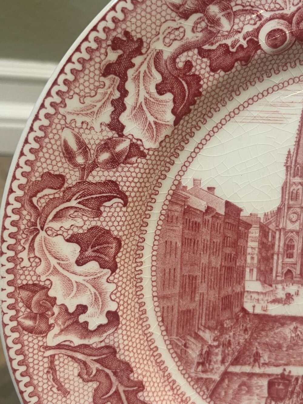 Johnson Bros Historic America Wall Street Red Transferware Plate - Picture 3 of 9